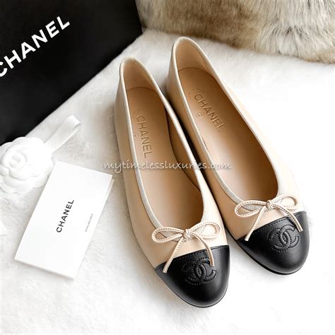 chanel classic quilted flats|chanel flats beige and black.